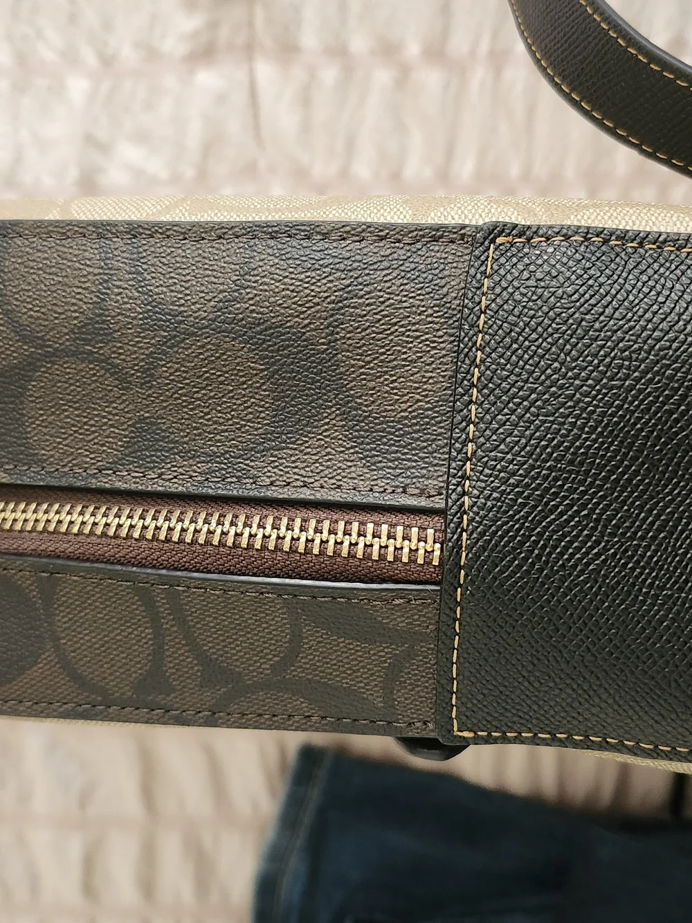 Coach Signature Print Beige & Black Mini Backpack